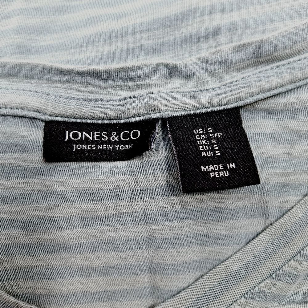 Jones New York Striped Short Sleeve V-Neck Shirt Sz S - Picture 5 of 10